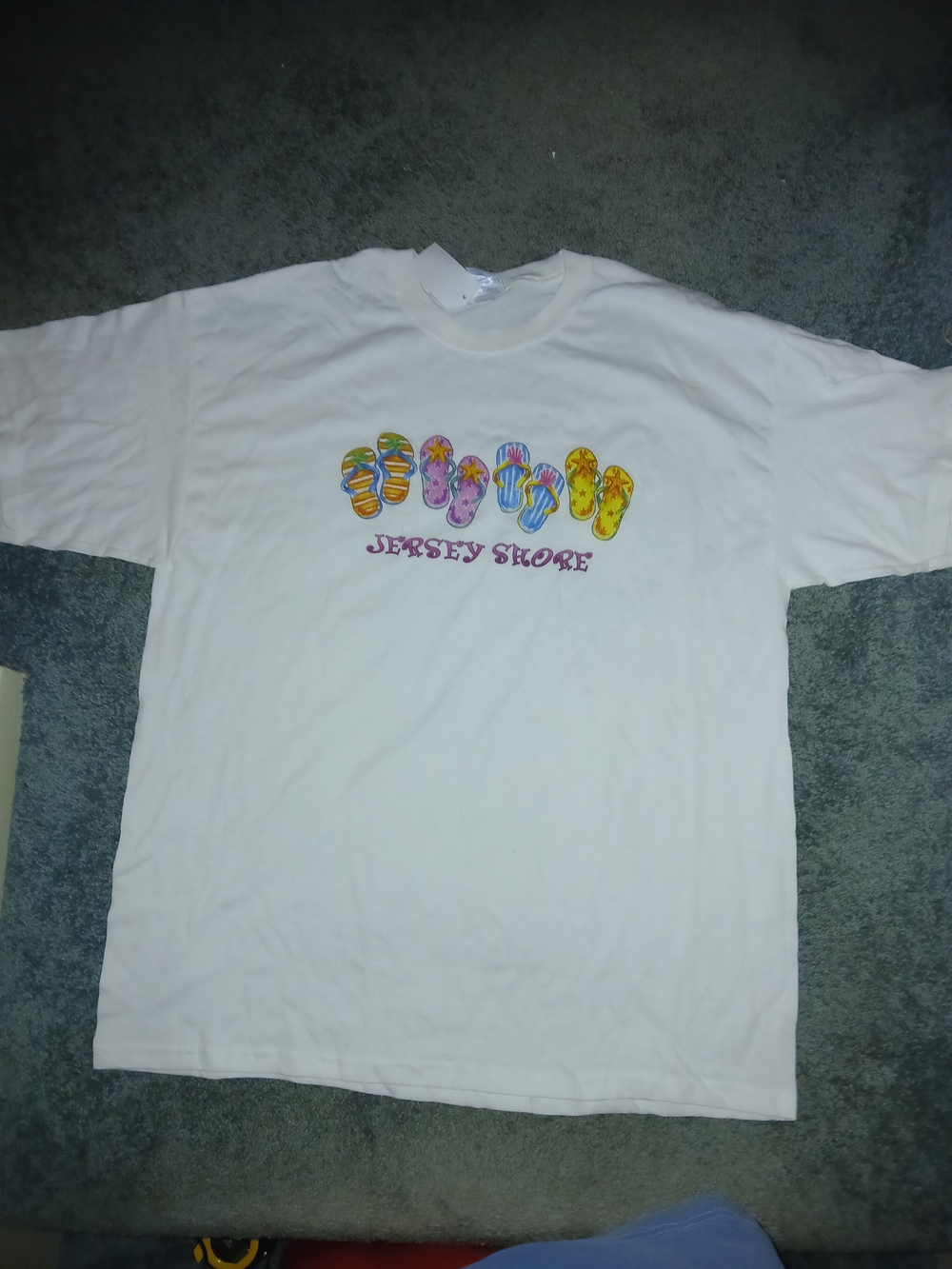 White 'Jersey Shore' Flip-Flop Sandal Style Graphic Tee XL